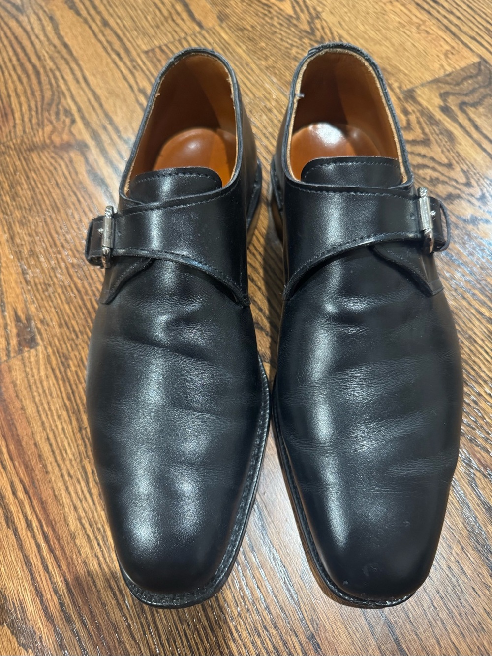 Polo by Ralph Lauren Black Leather Single Monk Strap Shoes